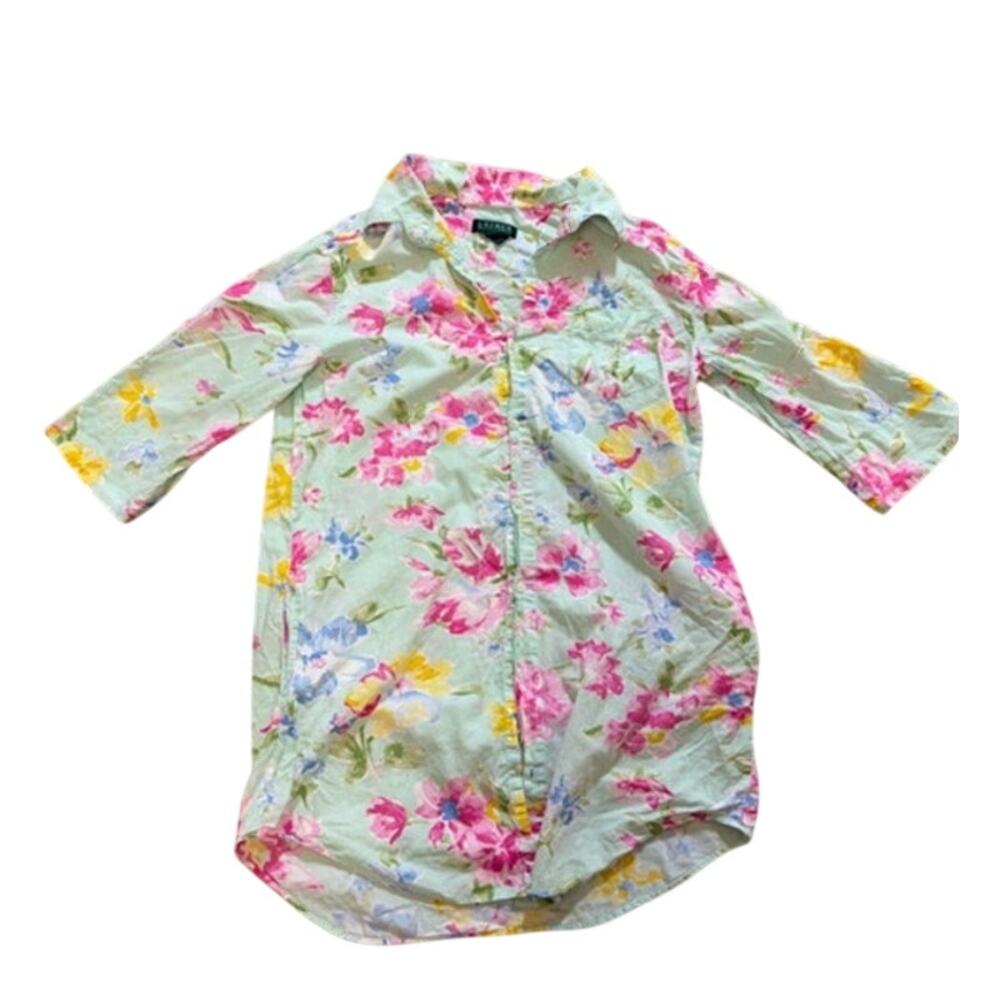 Vintage Ralph Lauren Floral Embroidered Top w pockets M